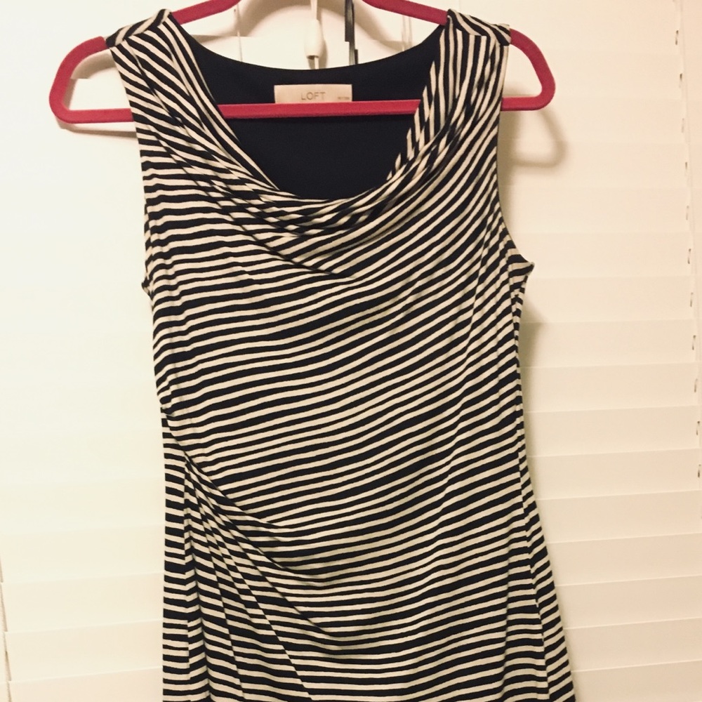 LOFT black/cream striped dress
